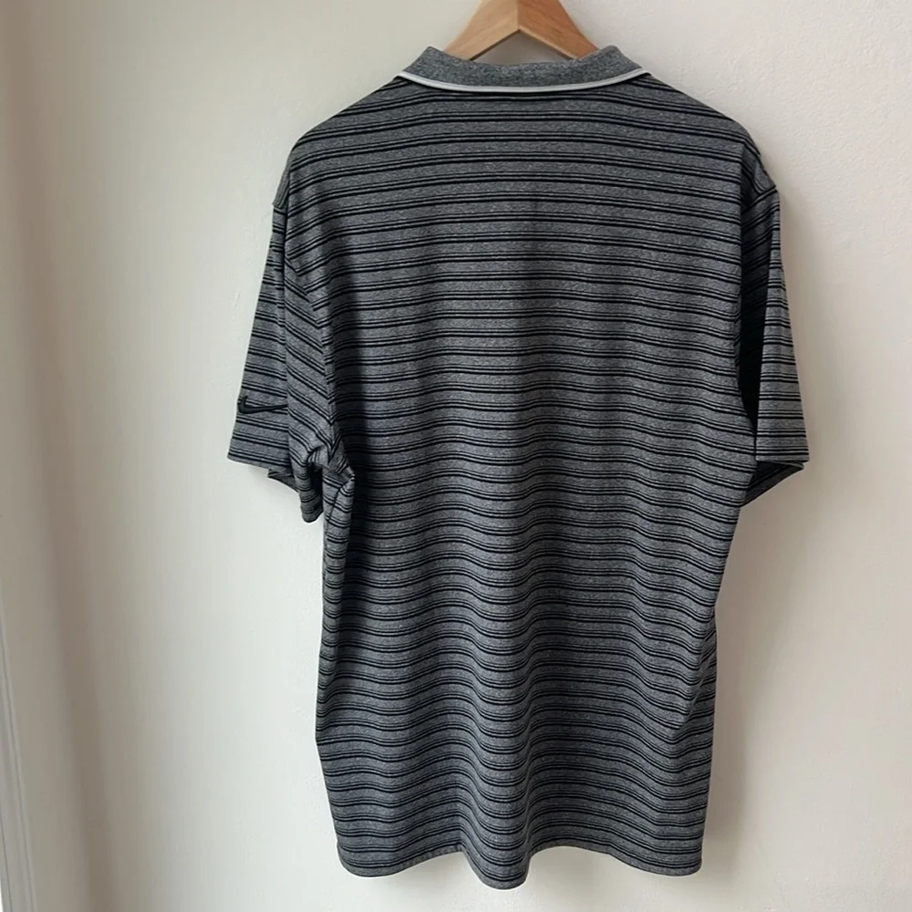 Men's Nike Golf Polo DRI-FIT Vapor Black Gray Striped Size Large